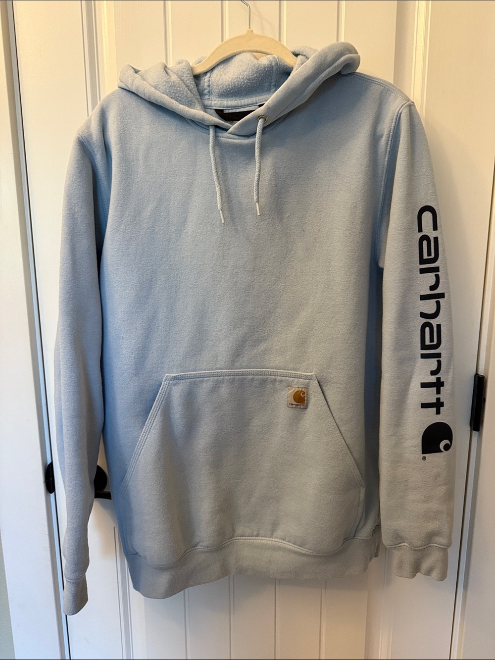 Carhartt Pale Blue Hooded Pullover with Sleeve Logo